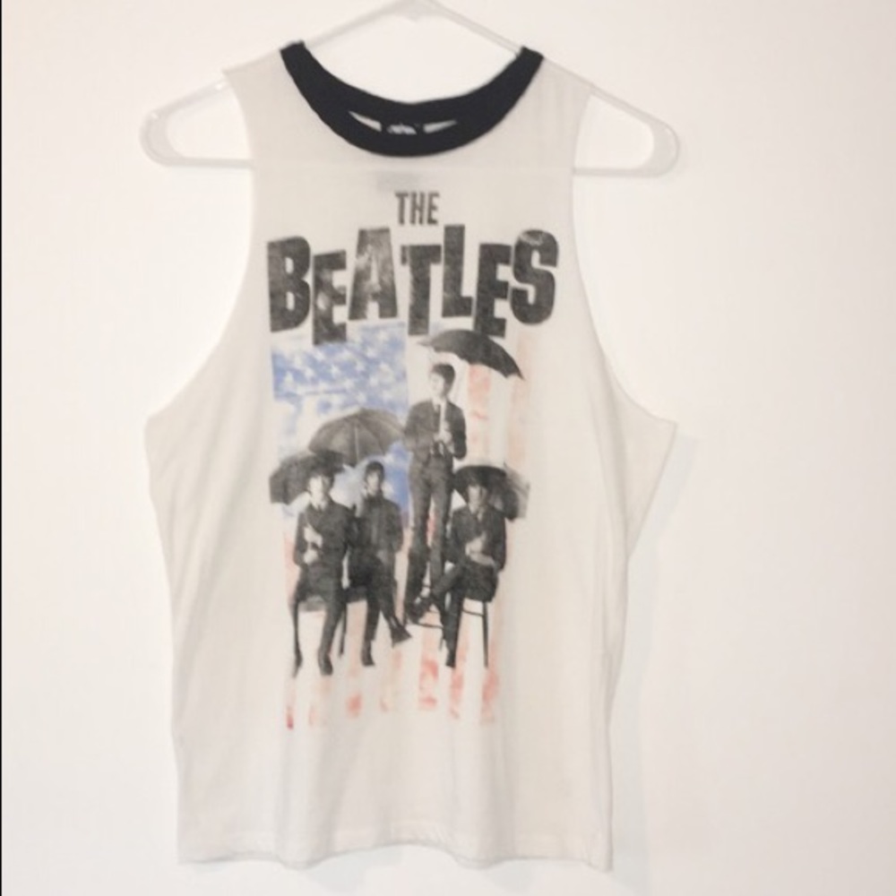 The Beatles Band Umbrella Flag Cheap Graphic Tank Top Size Large